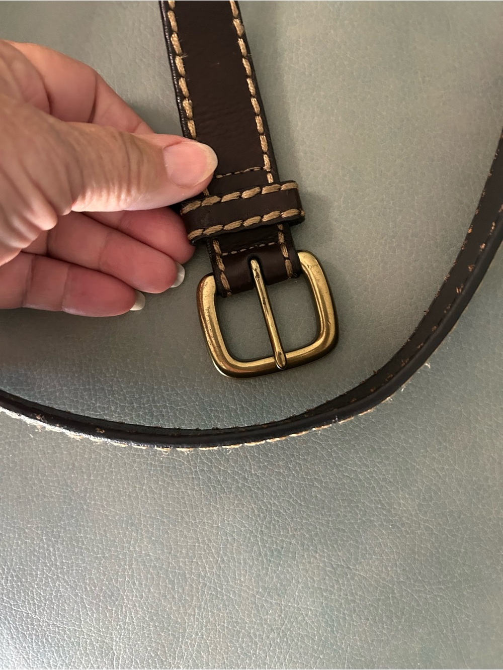Woolrich Brown Leather Belt with Gold Buckle